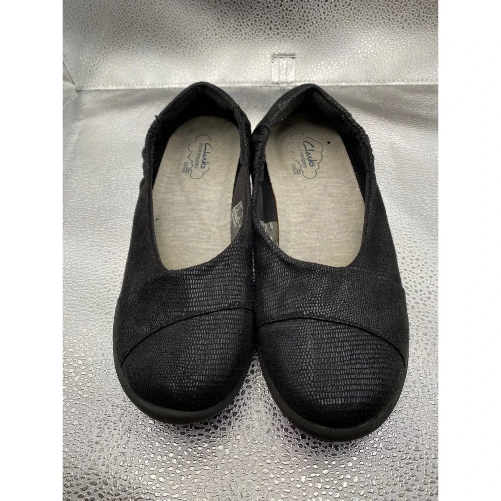 Clarks Cloudsteppers Sillian Tino Black‎ Textured Slip On Flats Womens 7 M